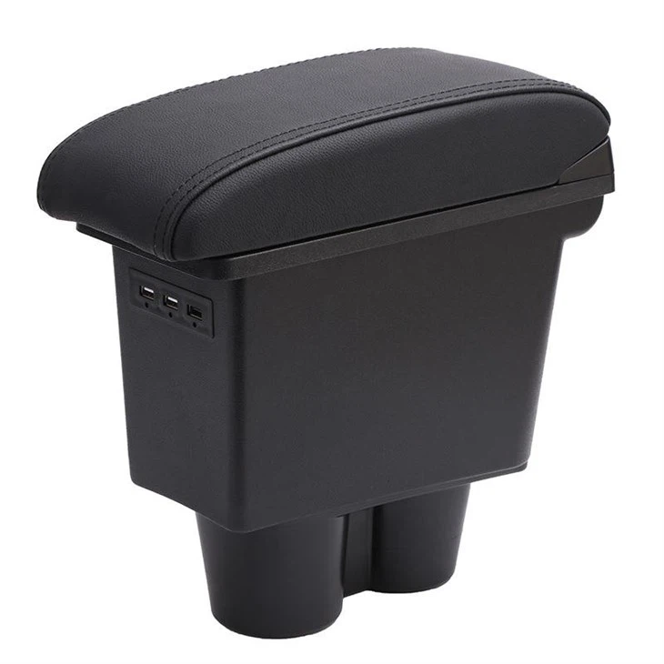 Armrest Box Automotive Storage Leather Car Center Console With Cup Holder And Ashtray